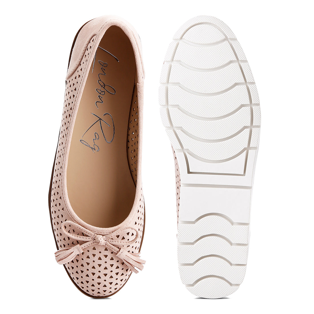 Perforated Faux Leather Ballerinas