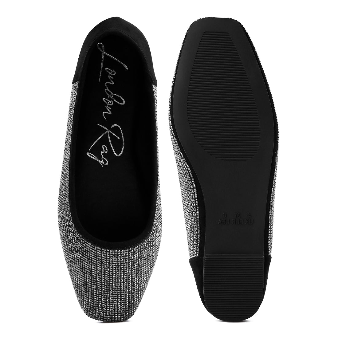 shimmering rhinestone ballerinas#color_black