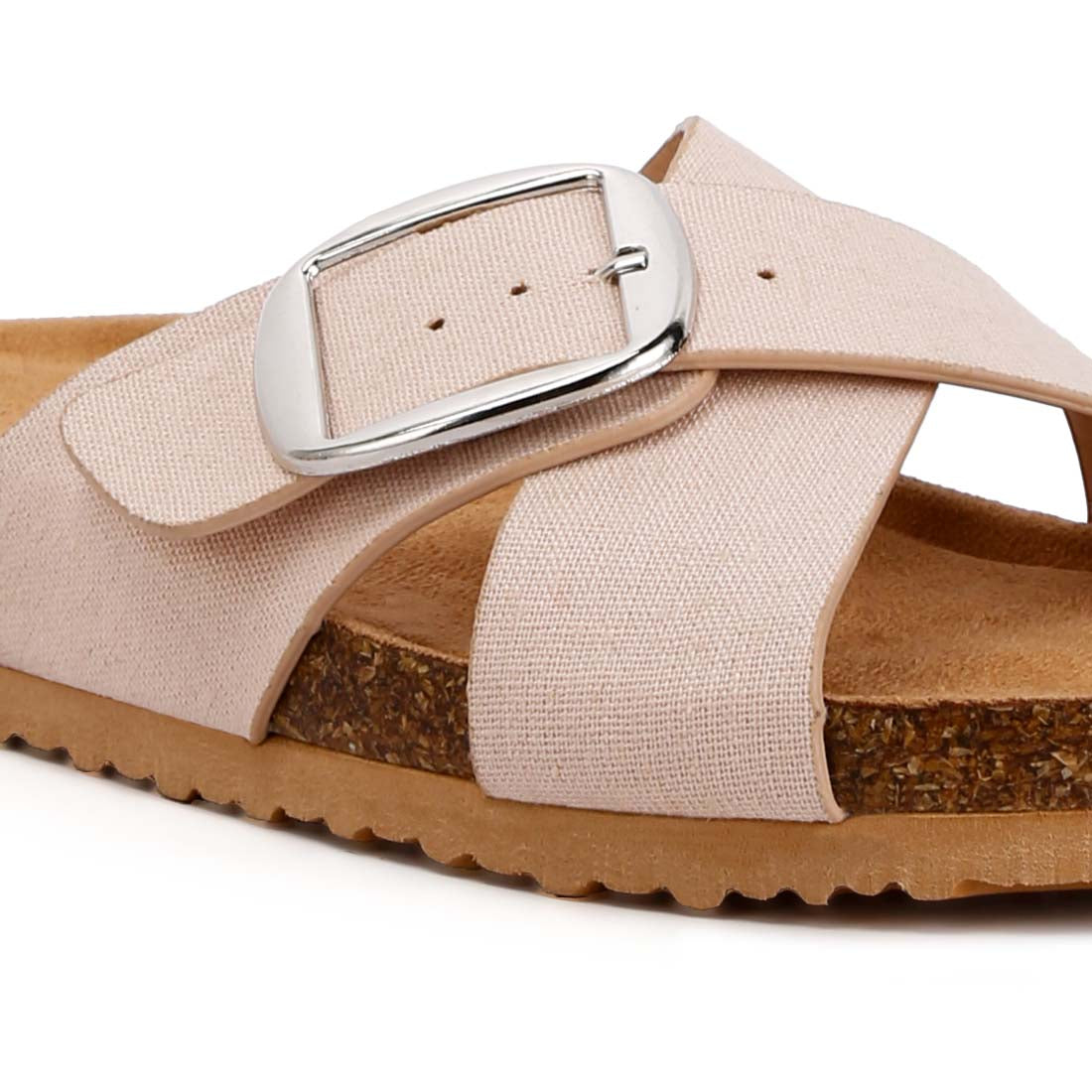 buckle slip on sandals#color_beige