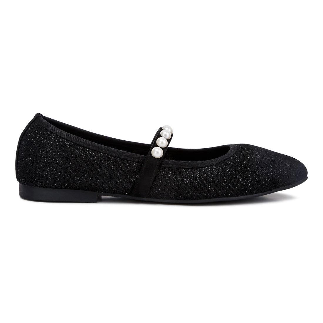 pearl embellished ballerina flats#color_black