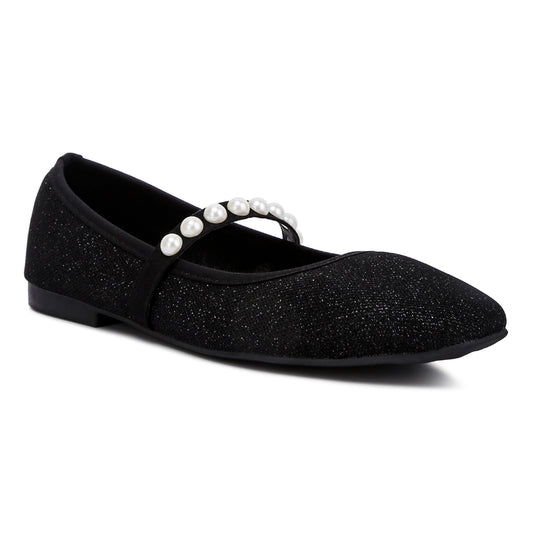 pearl embellished ballerina flats#color_black