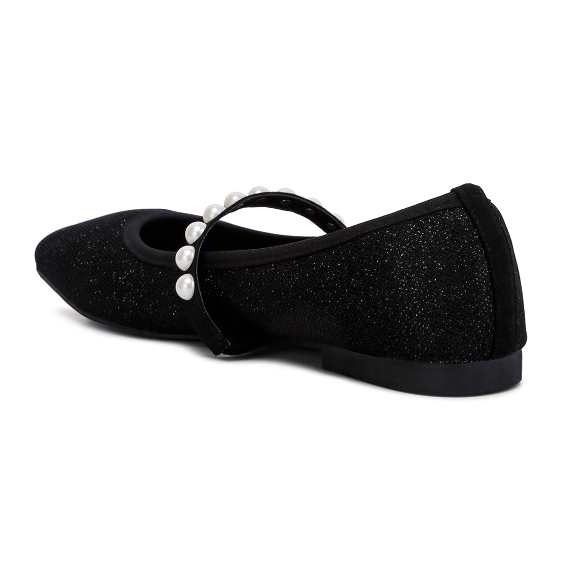pearl embellished ballerina flats#color_black