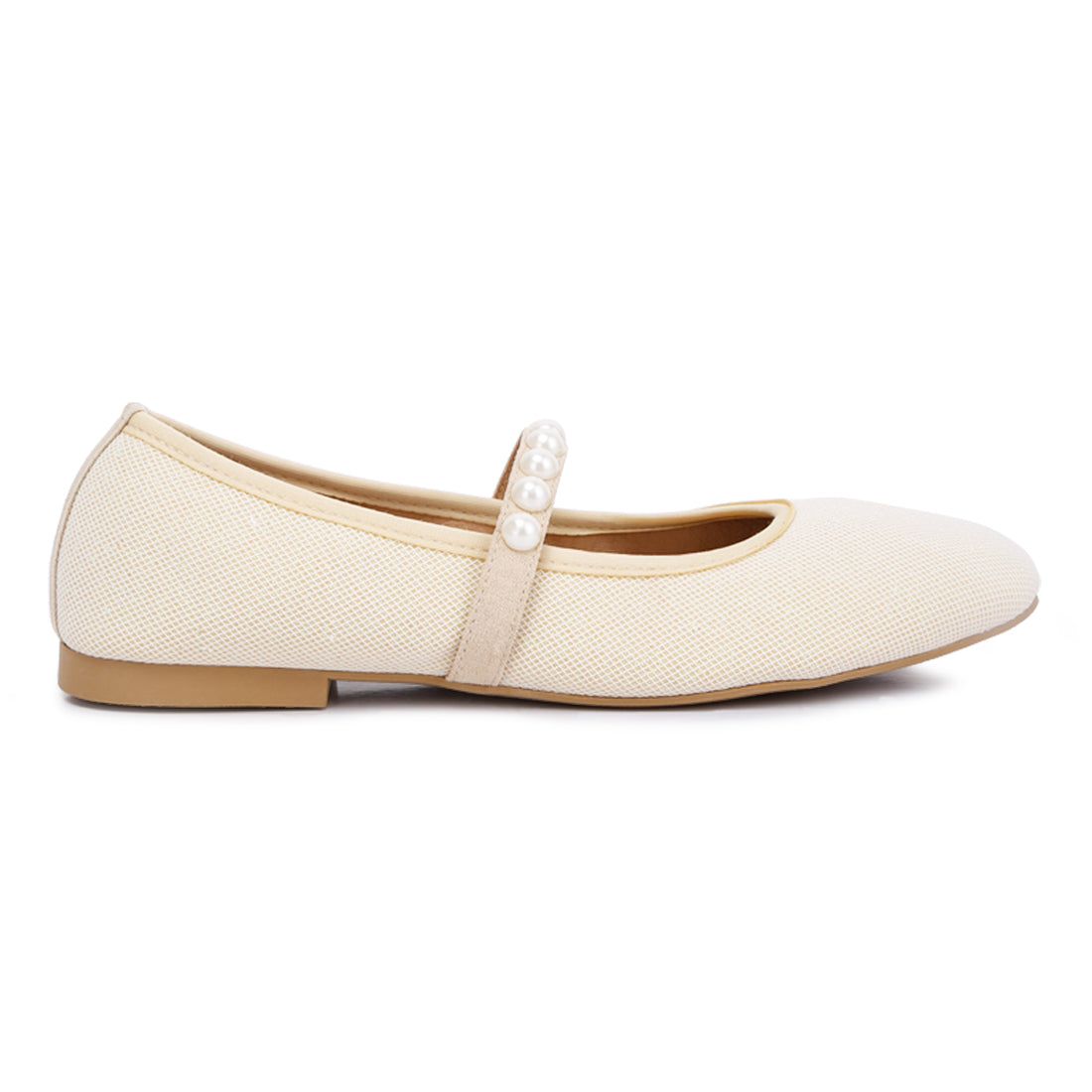 pearl embellished ballerina flats#color_beige