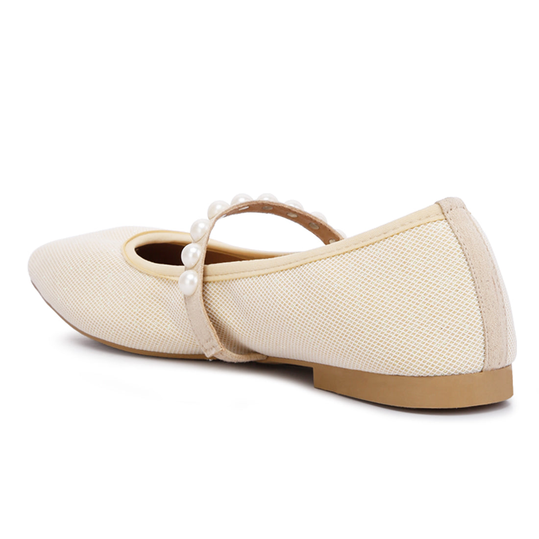pearl embellished ballerina flats#color_beige