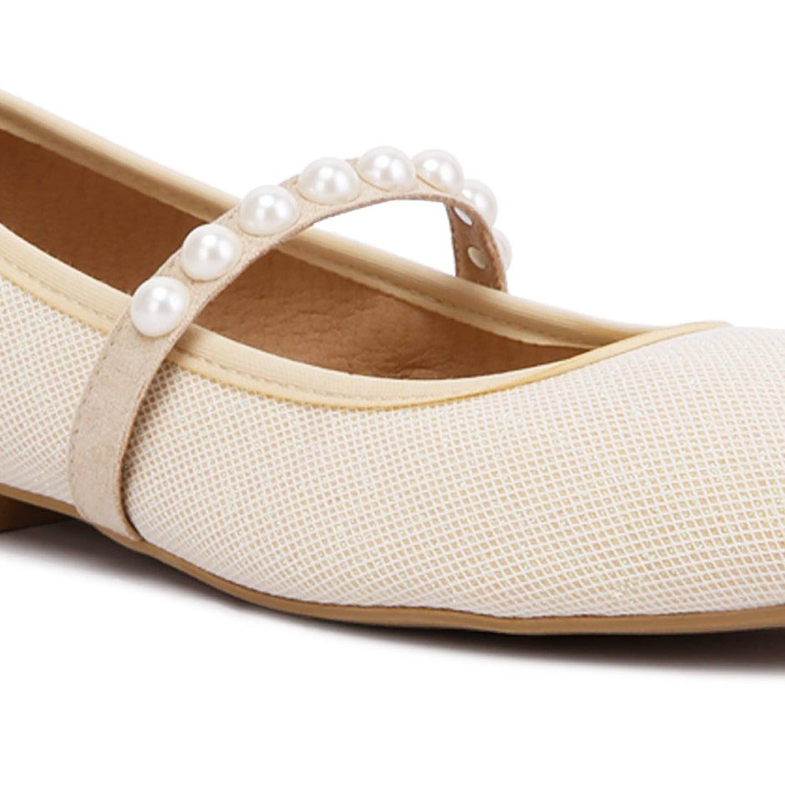 pearl embellished ballerina flats#color_beige
