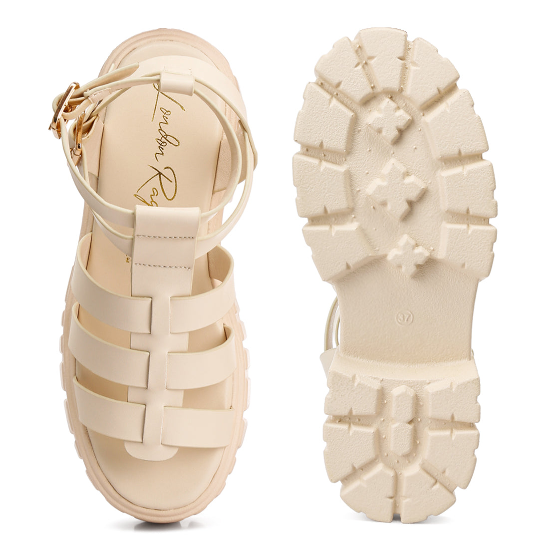 recycled faux leather gladiators#color_beige