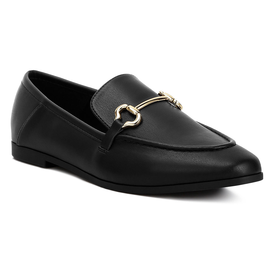 horsebit embellished loafers#color_black
