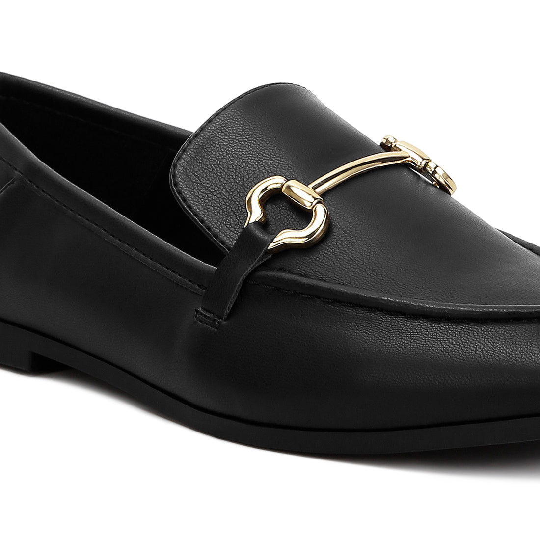 horsebit embellished loafers#color_black