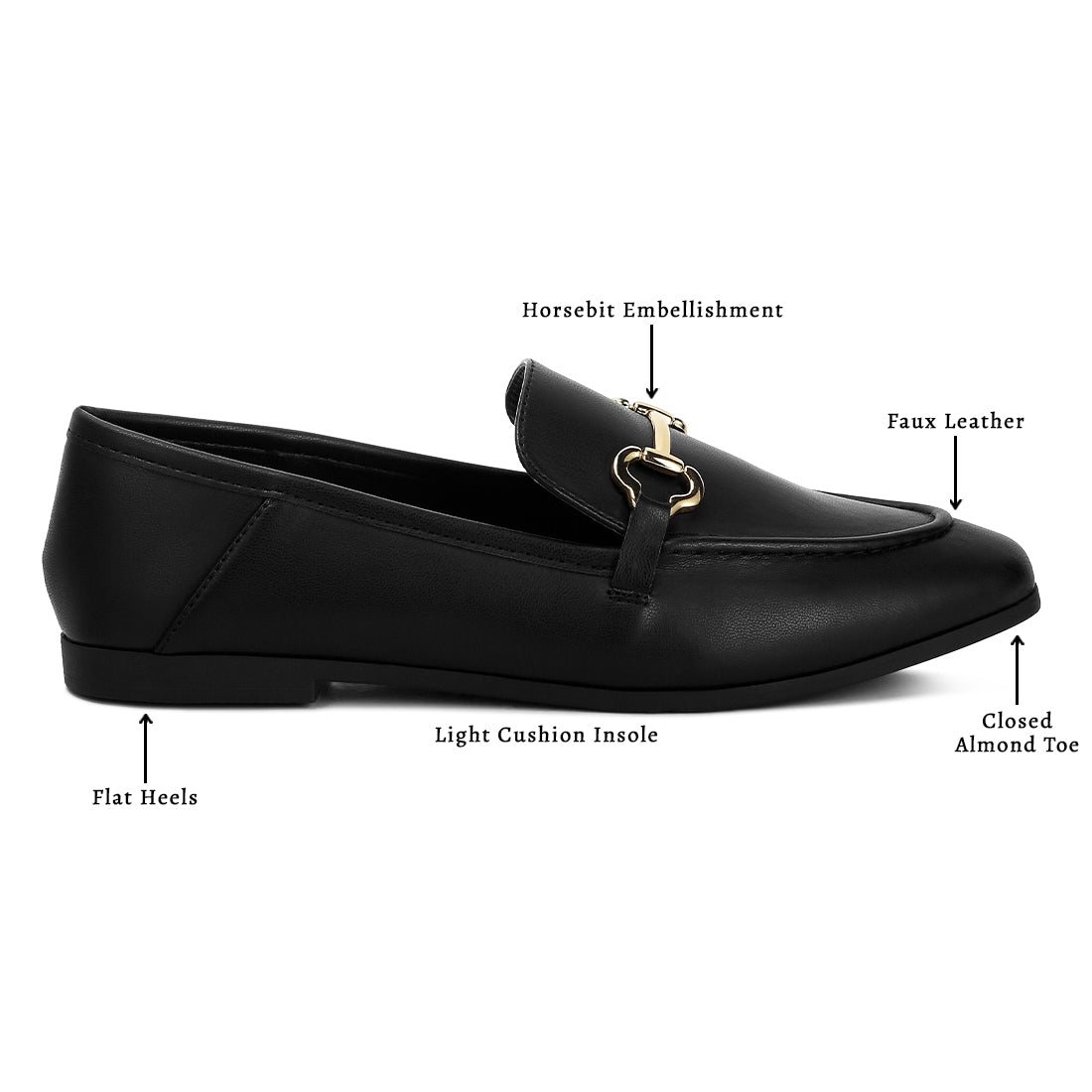 horsebit embellished loafers#color_black