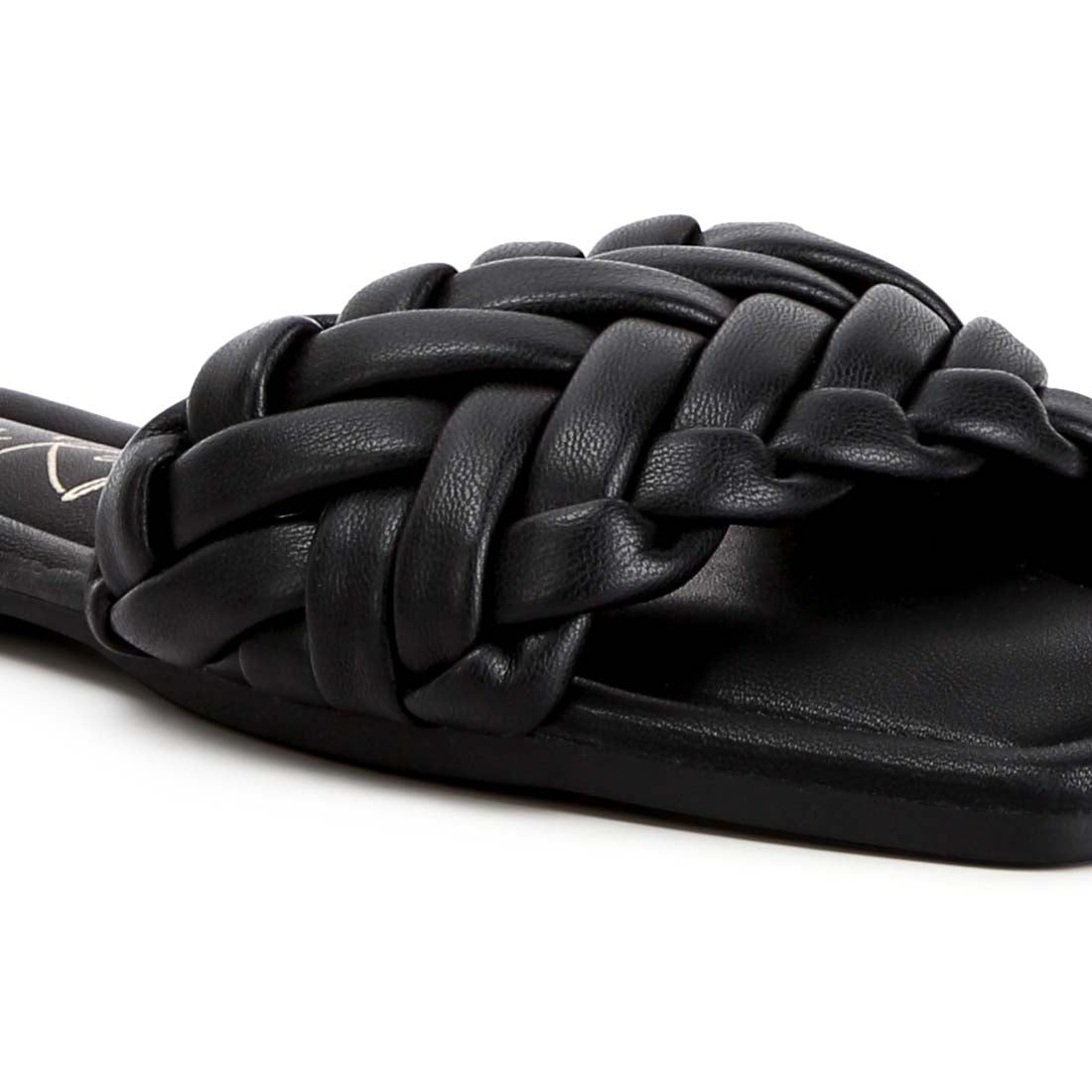 braided strap flat slip ons#color_black
