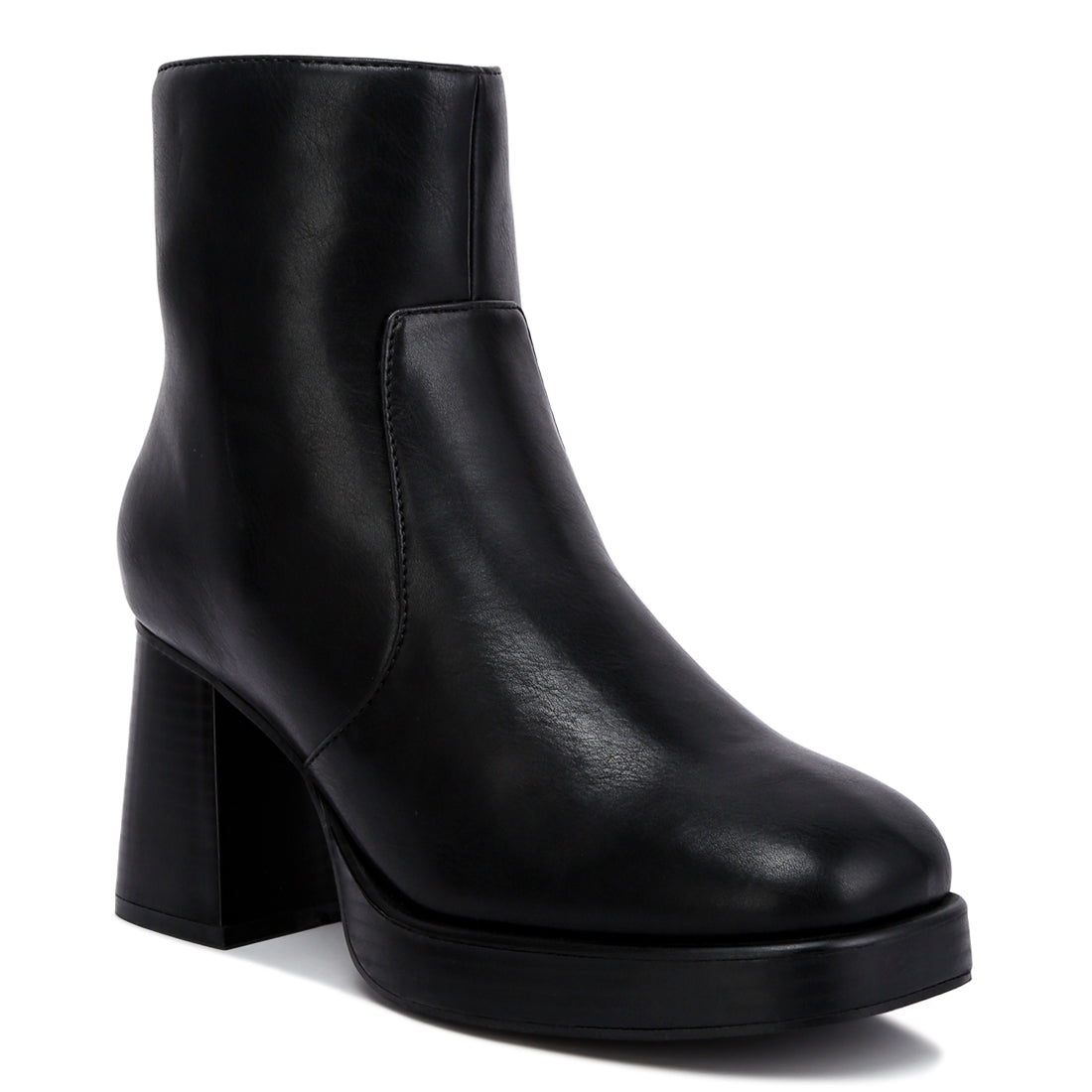 faux leather side zipper closure boots#color_black