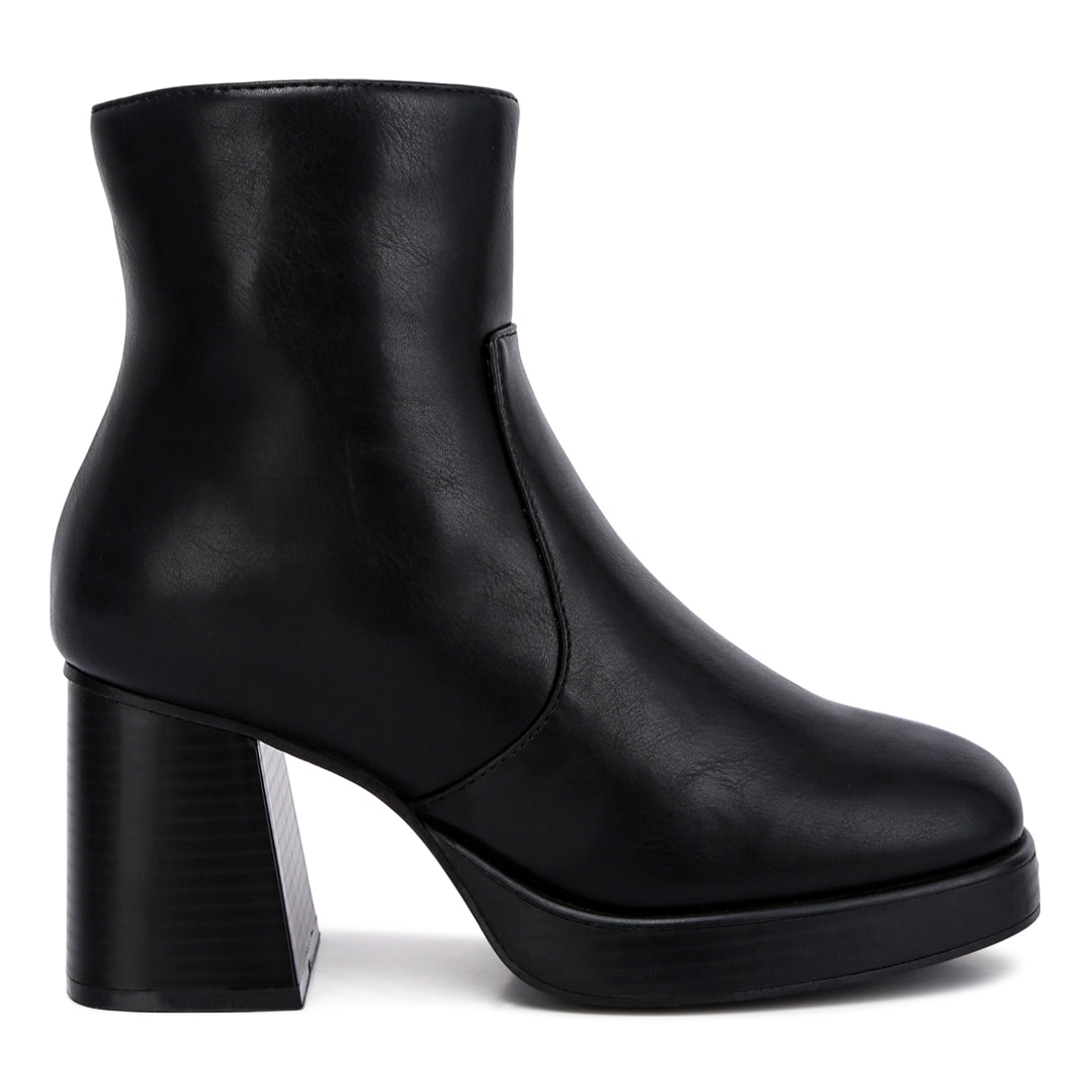 faux leather side zipper closure boots#color_black