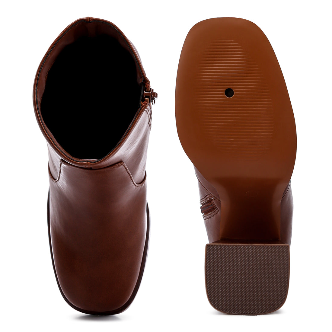 Faux Leather Side Zipper Closure Boots