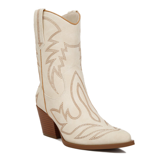 Faux Leather Patchwork Detail Boots