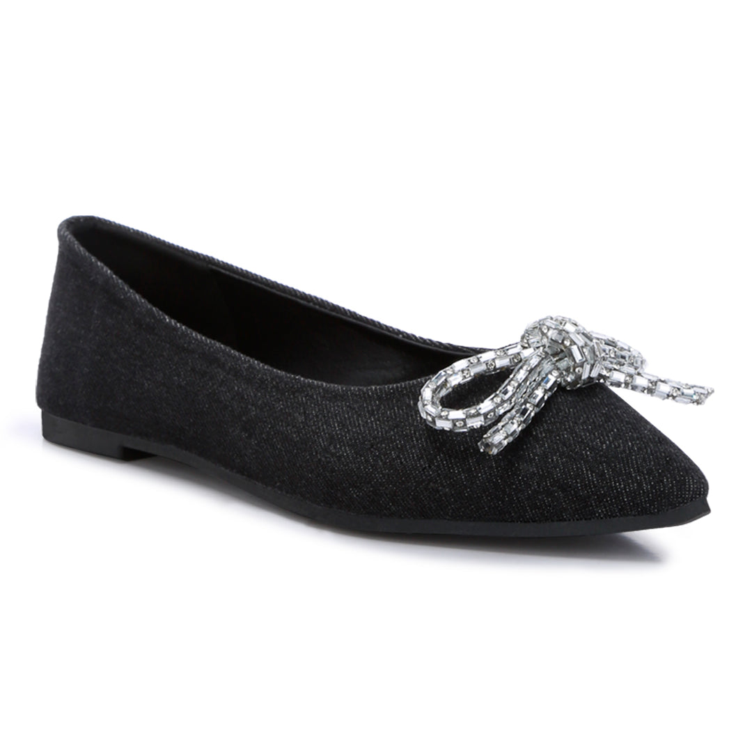 embellished bow detail ballet flats#color_black