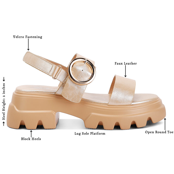 metallic chunky sandals#color_gold