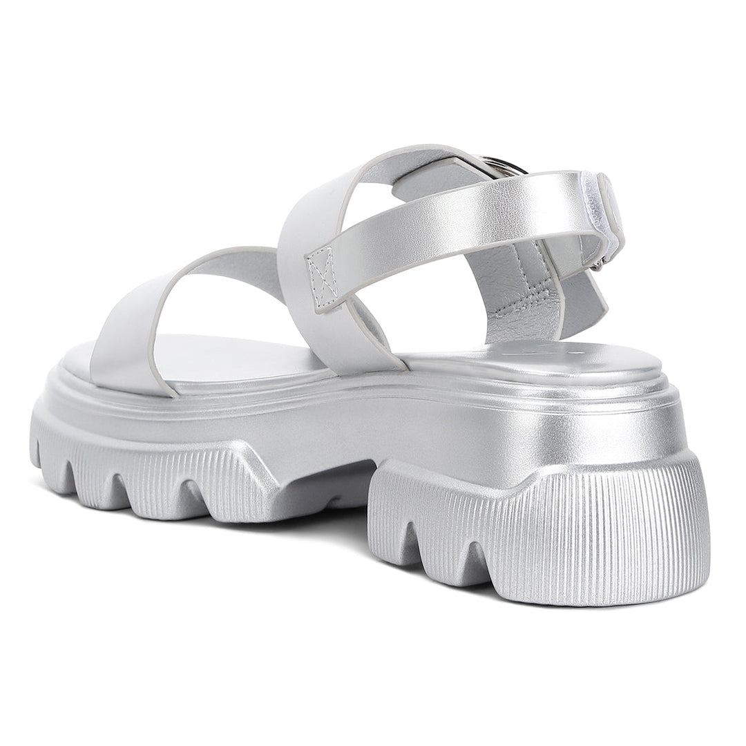 metallic chunky sandals#color_silver