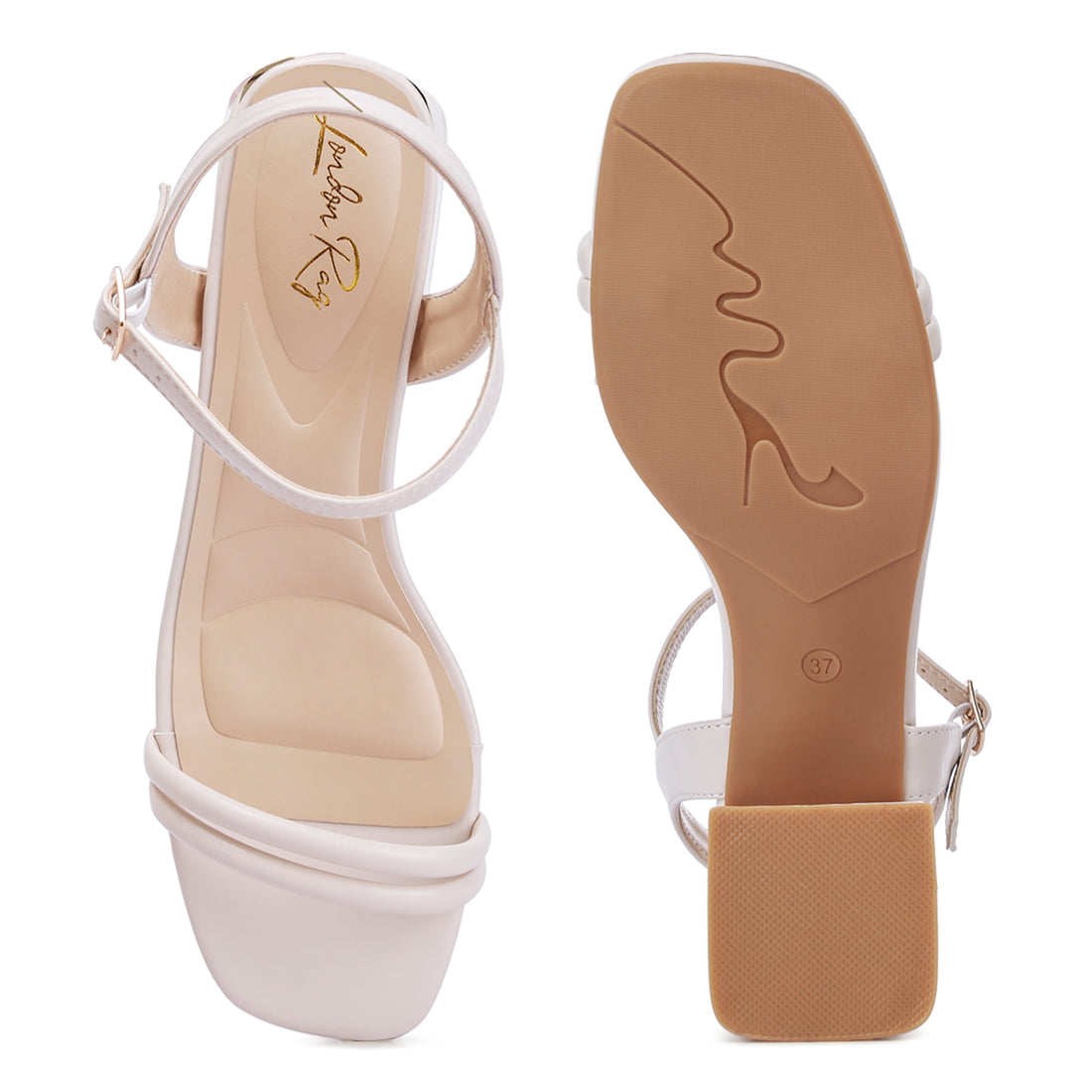 ankle strap low block heels#color_beige