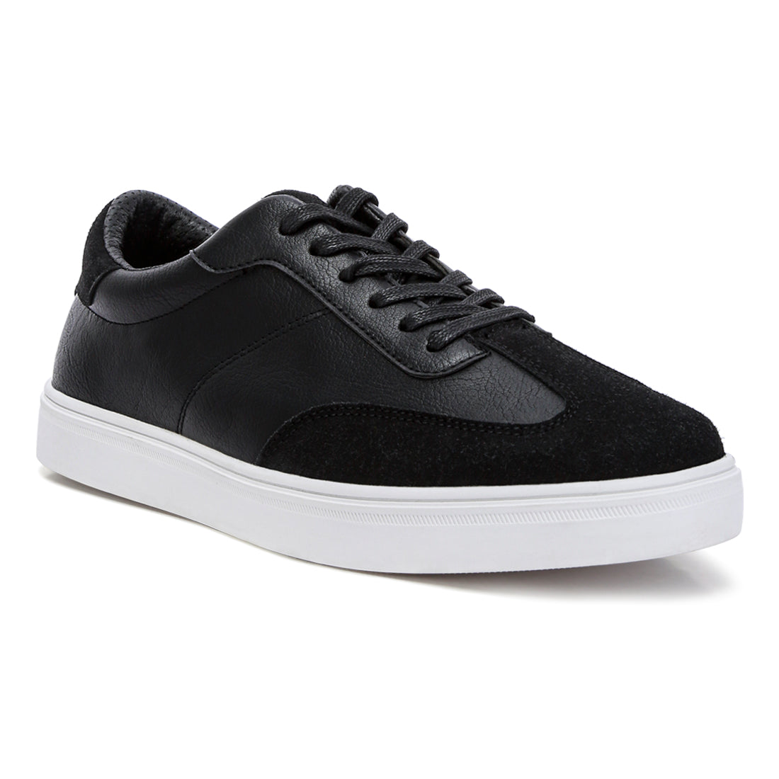 panelling detailed lace-up sneakers#color_black