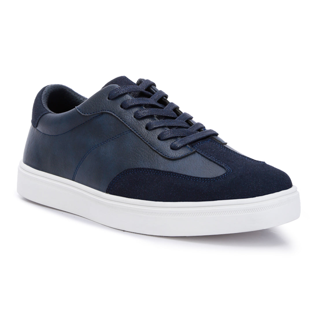 panelling detailed lace-up sneakers#color_navy