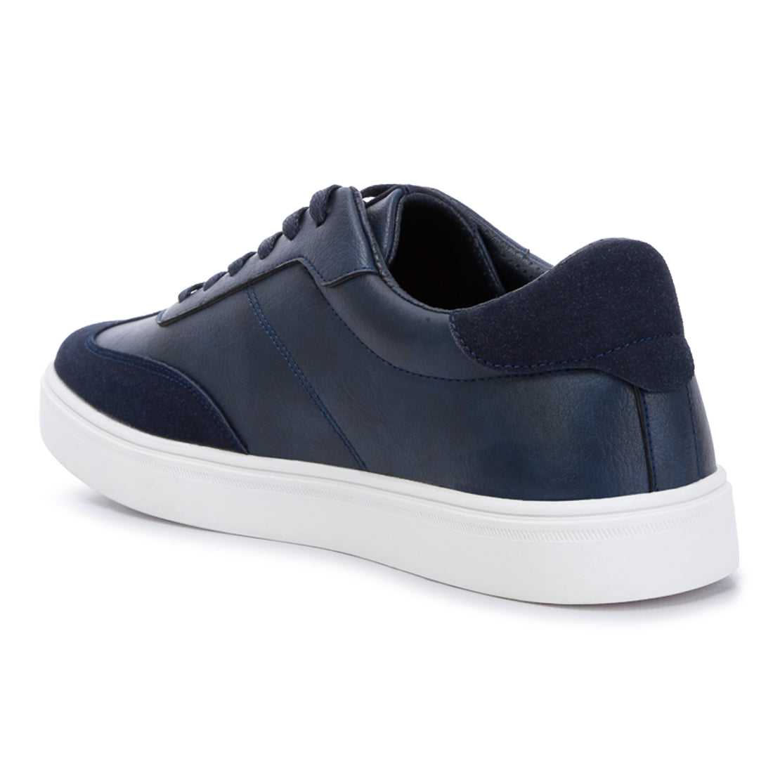 panelling detailed lace-up sneakers#color_navy