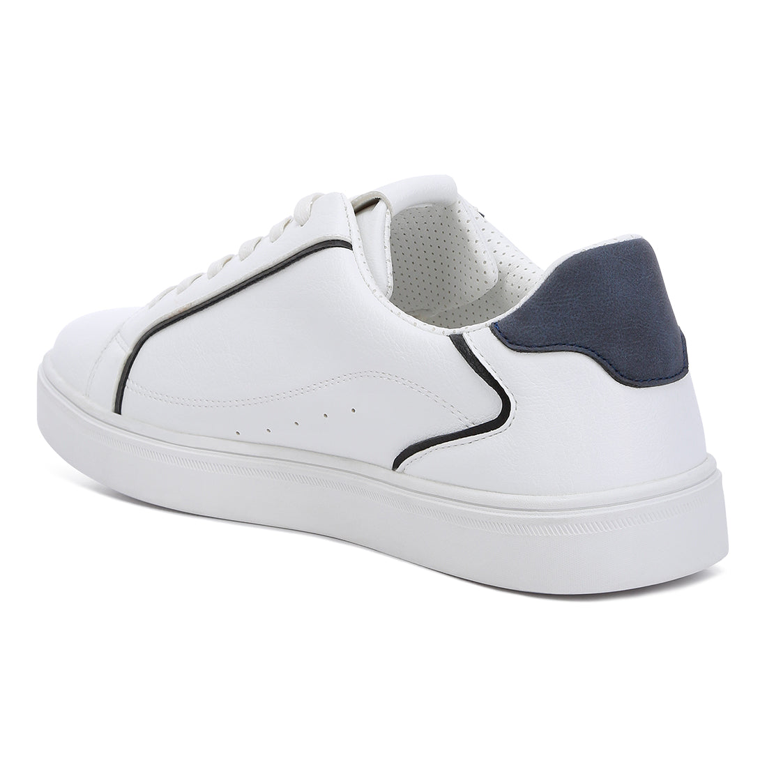 faux leather low top lace-up sneakers#color_white