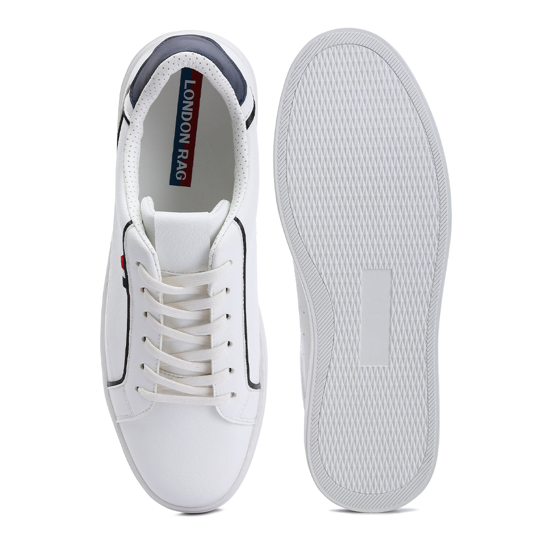 faux leather low top lace-up sneakers#color_white