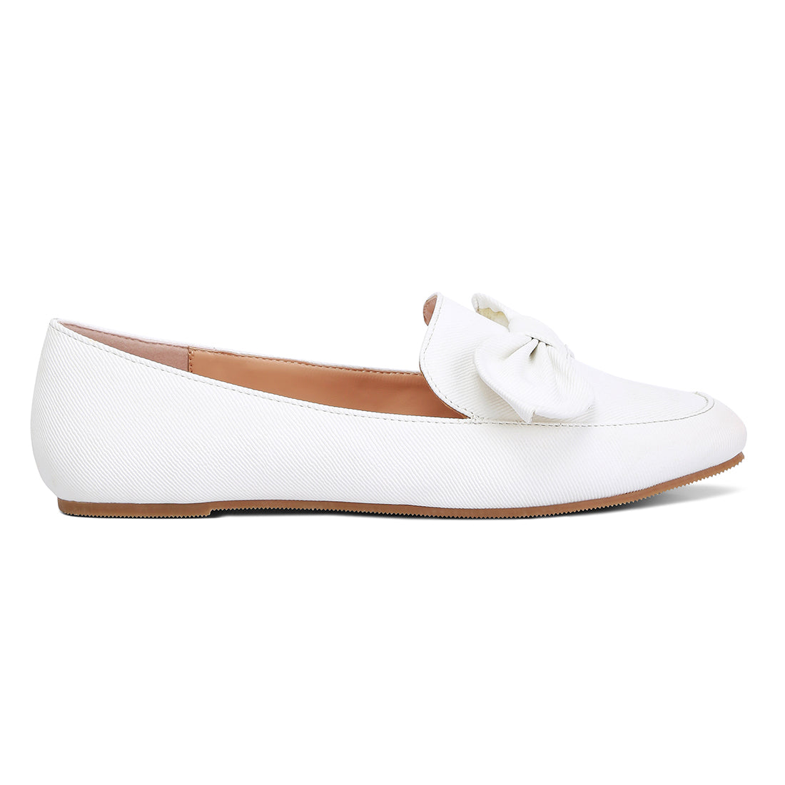 bow embellished loafers#color_white