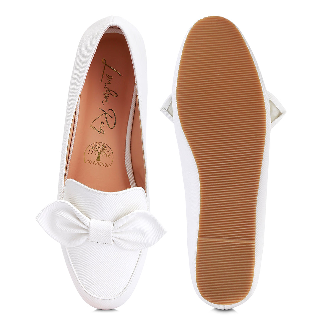 bow embellished loafers#color_white
