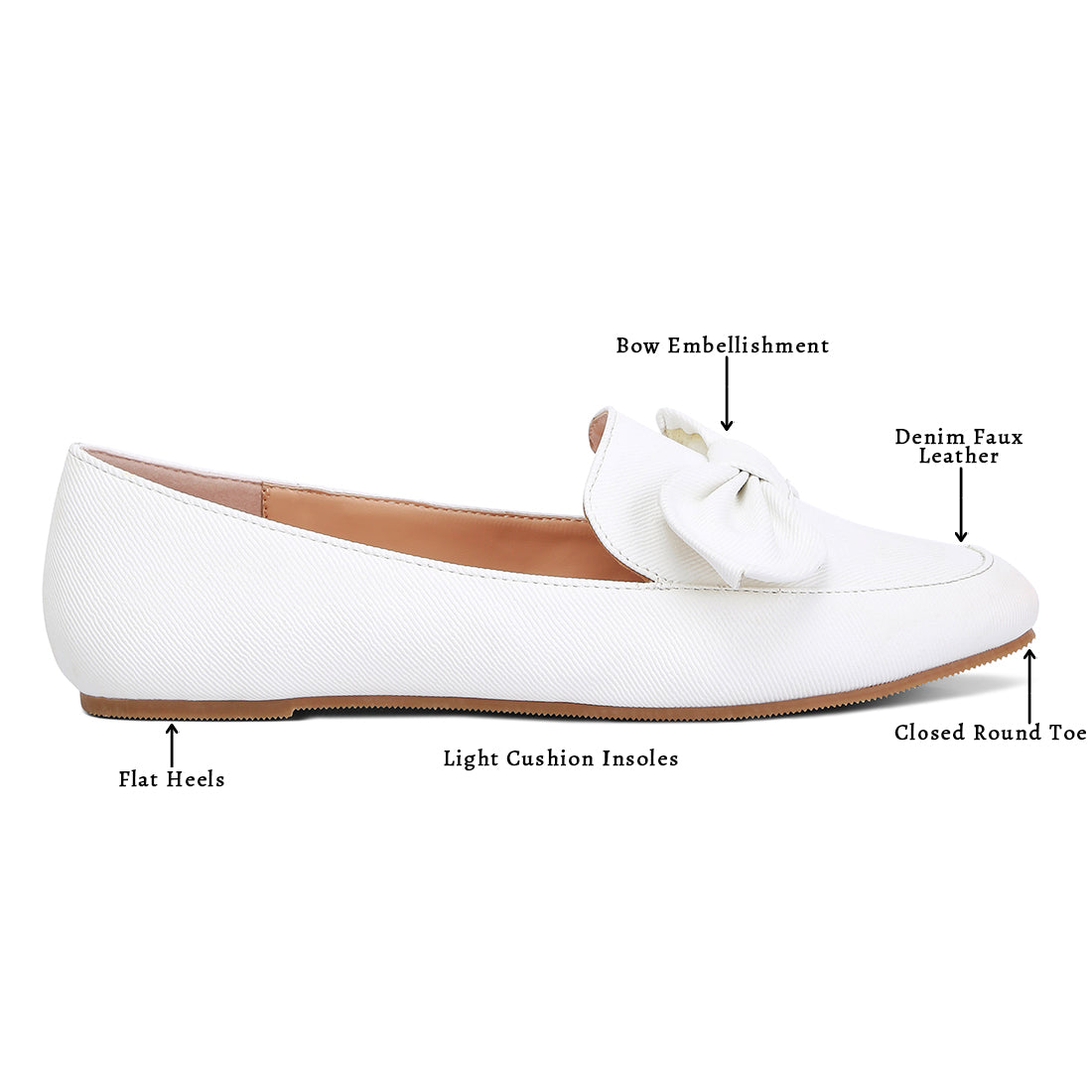 bow embellished loafers#color_white