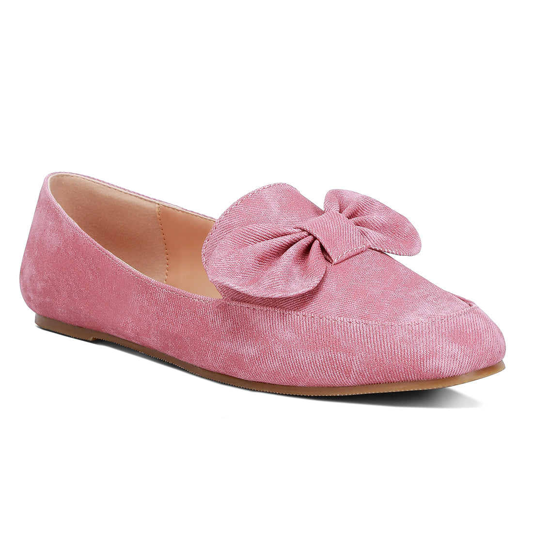 bow embellished loafers#color_pink