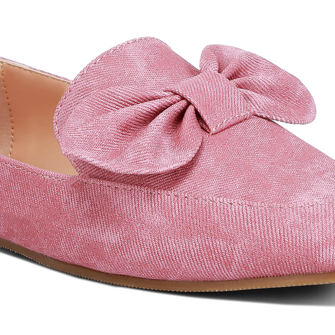 bow embellished loafers#color_pink