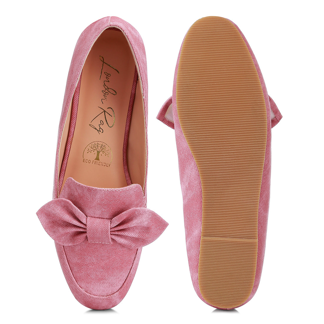 bow embellished loafers#color_pink