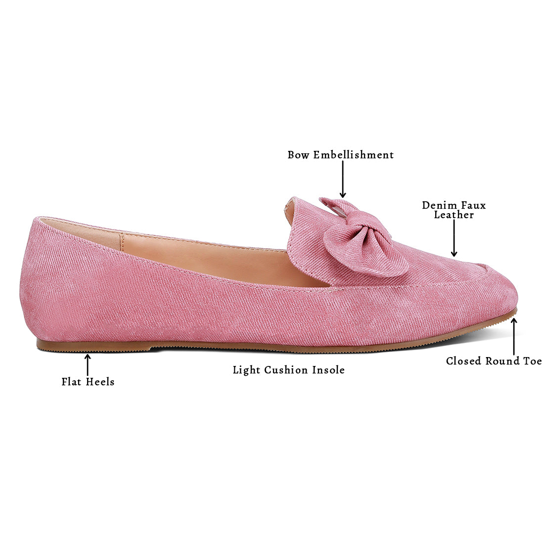 bow embellished loafers#color_pink