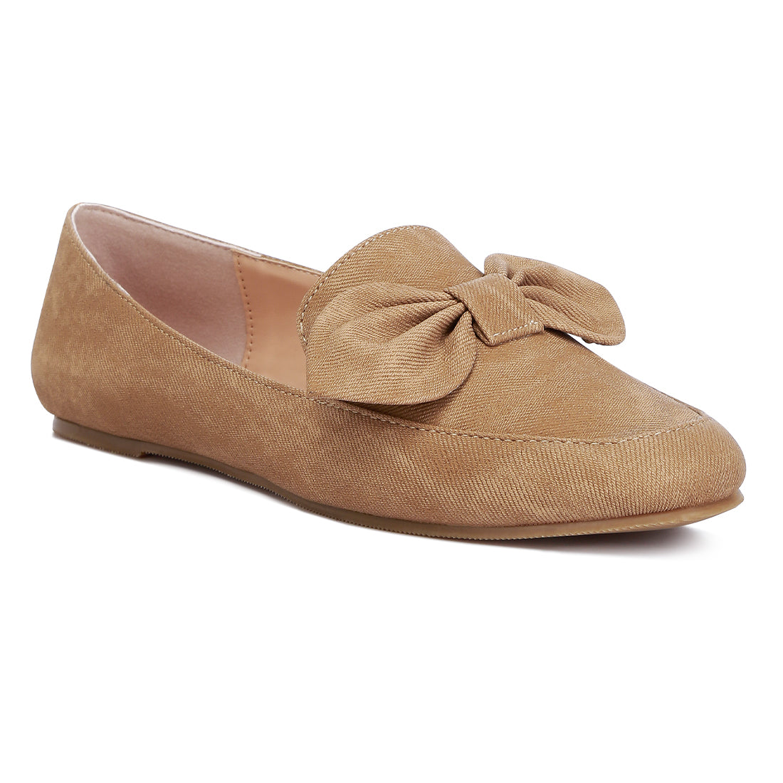 bow embellished loafers#color_tan