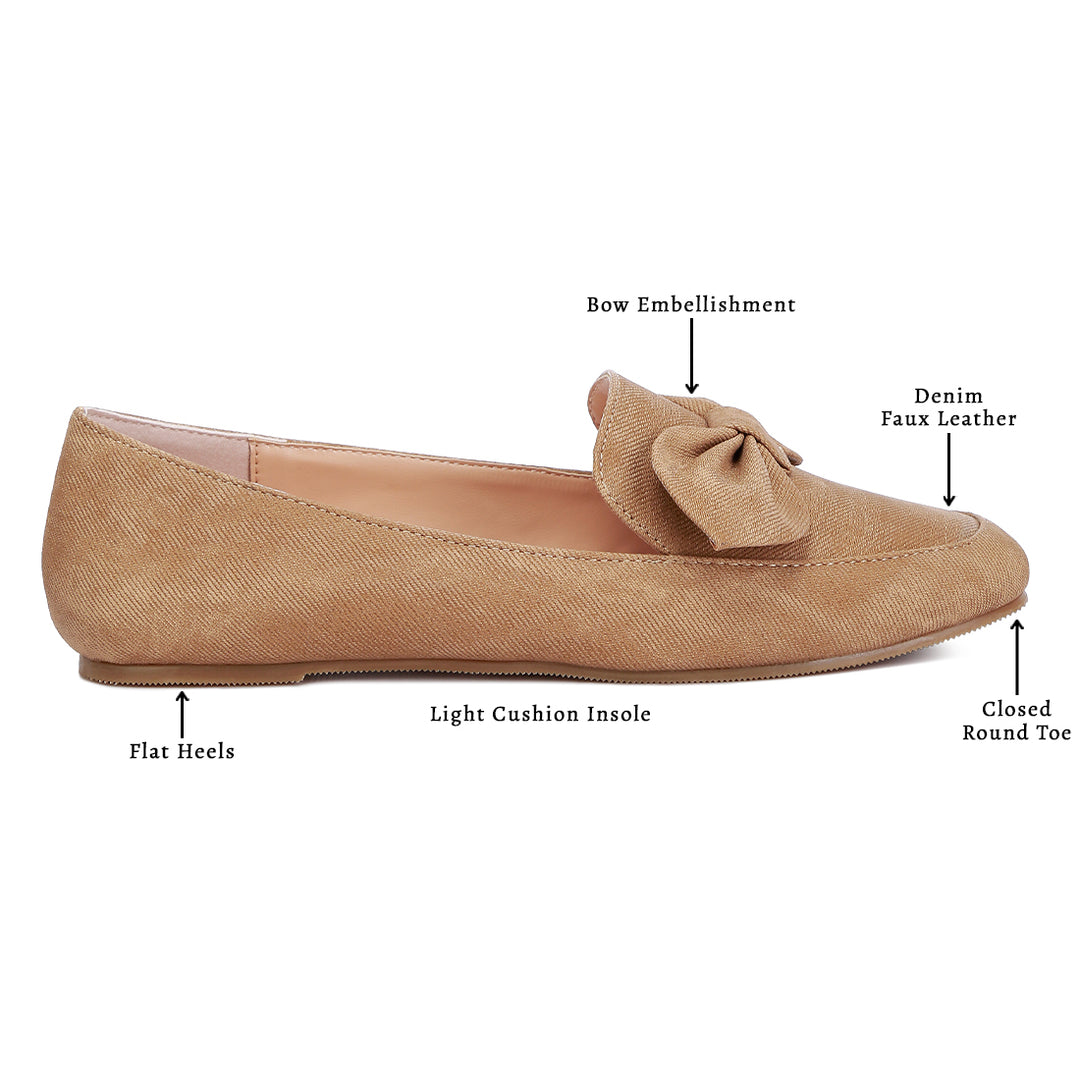 bow embellished loafers#color_tan