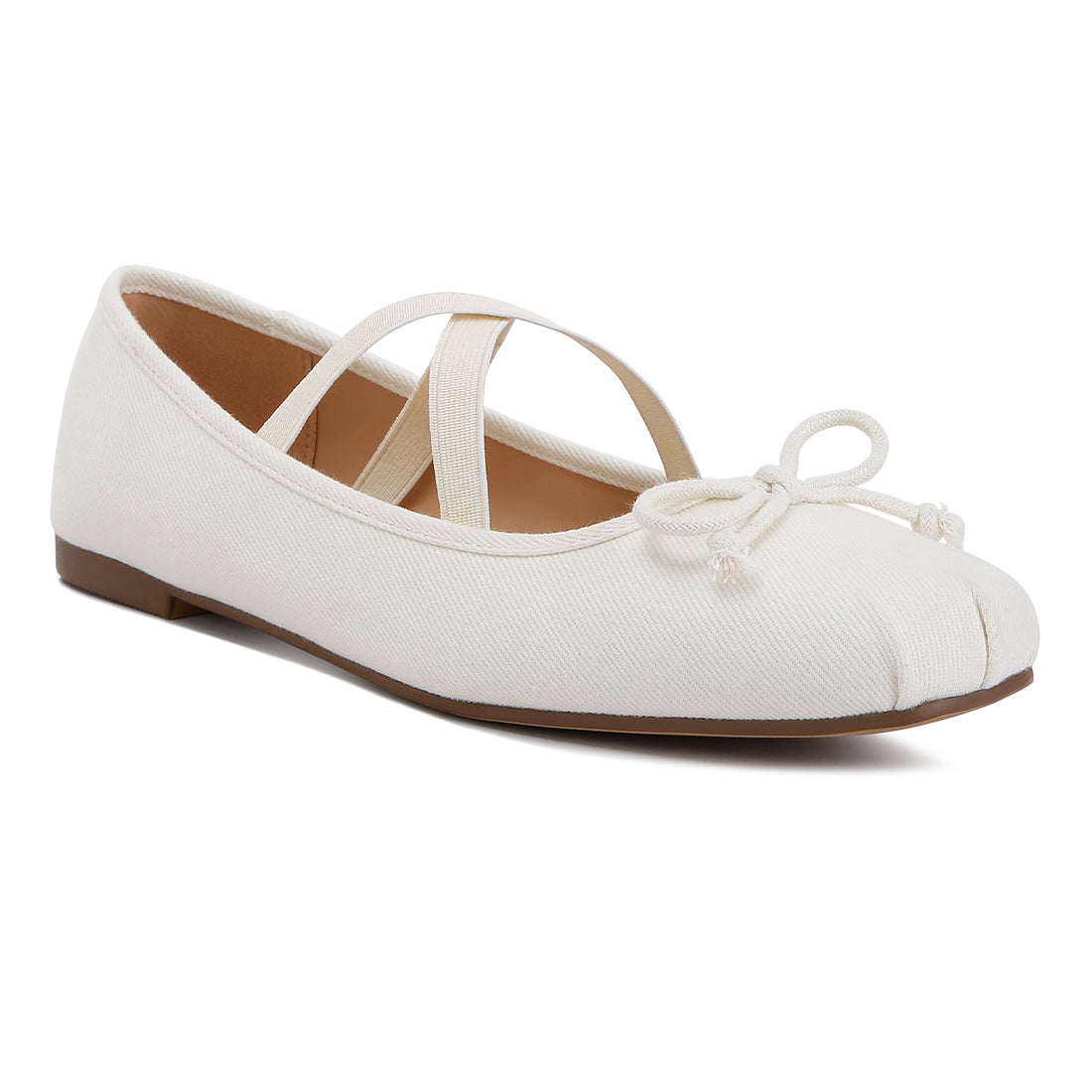 criss cross strap ballet flats#color_beige
