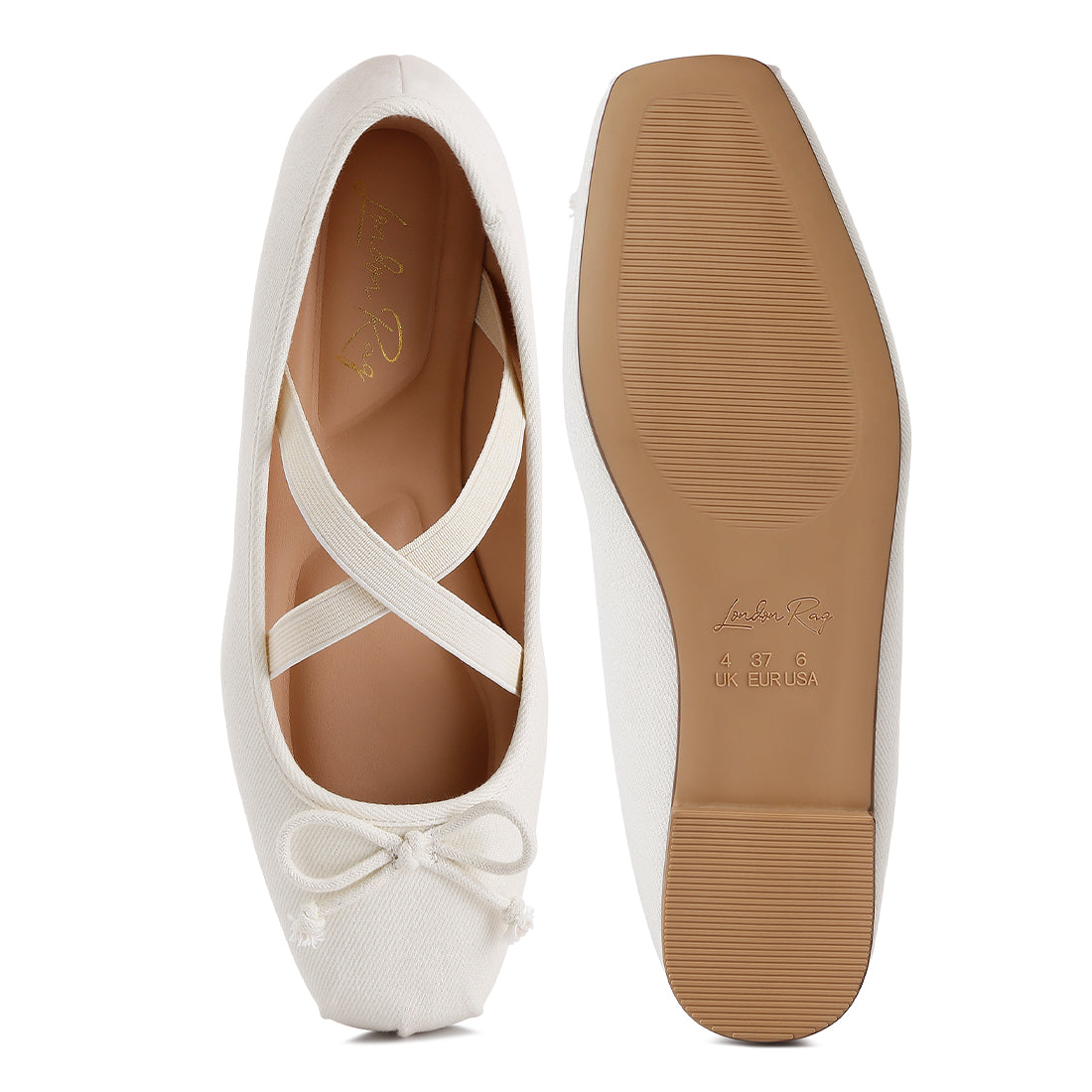 criss cross strap ballet flats#color_beige