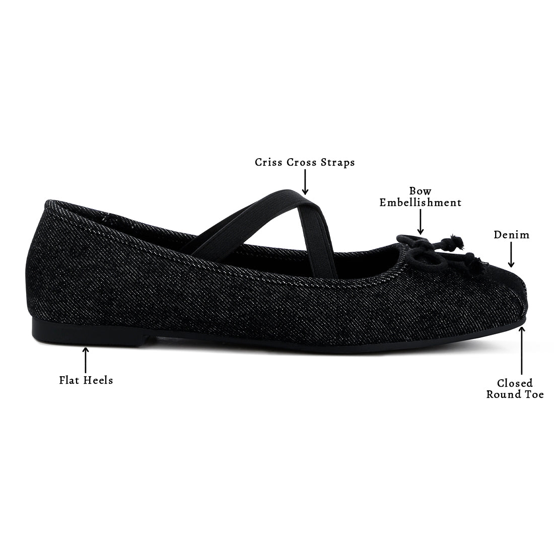 criss cross strap ballet flats#color_black