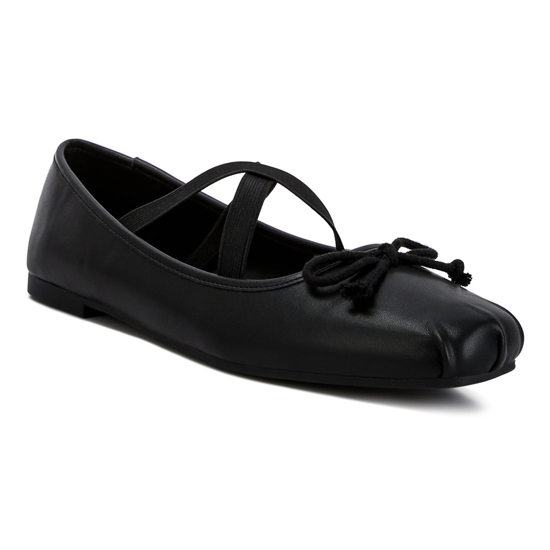 recycled faux leather ballet flats#color_black