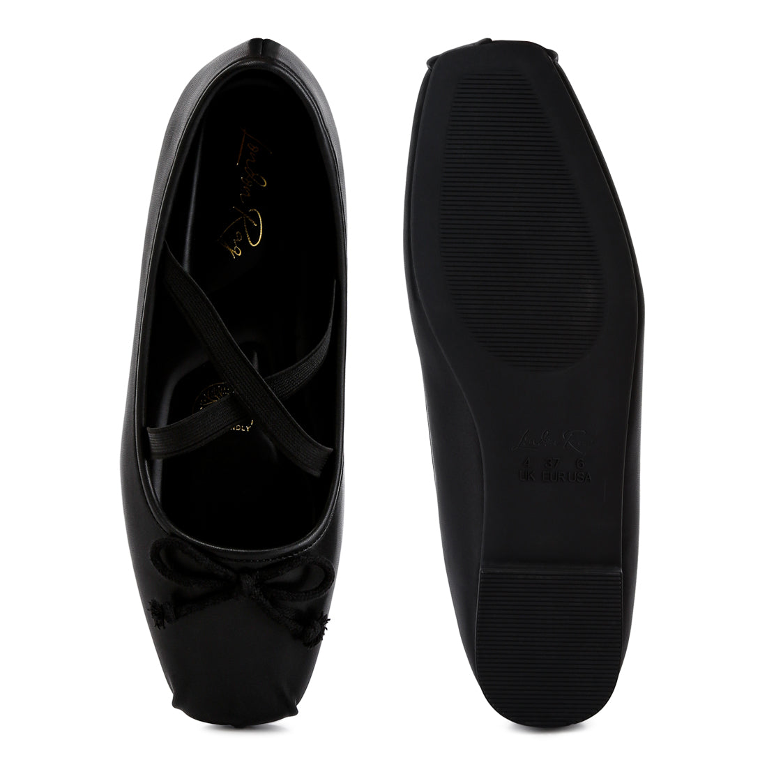 recycled faux leather ballet flats#color_black