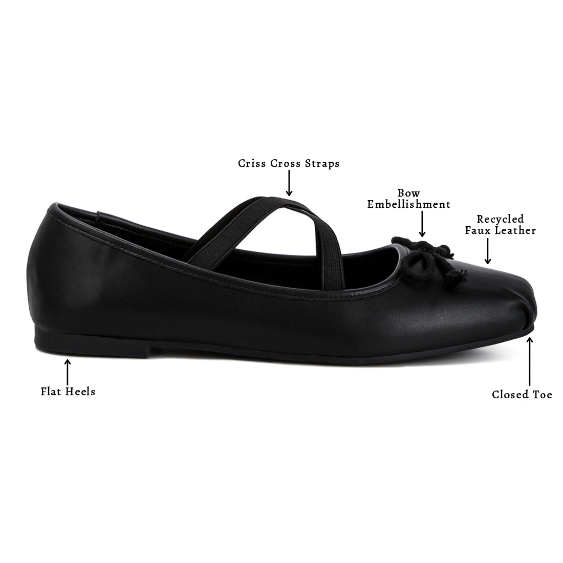 recycled faux leather ballet flats#color_black