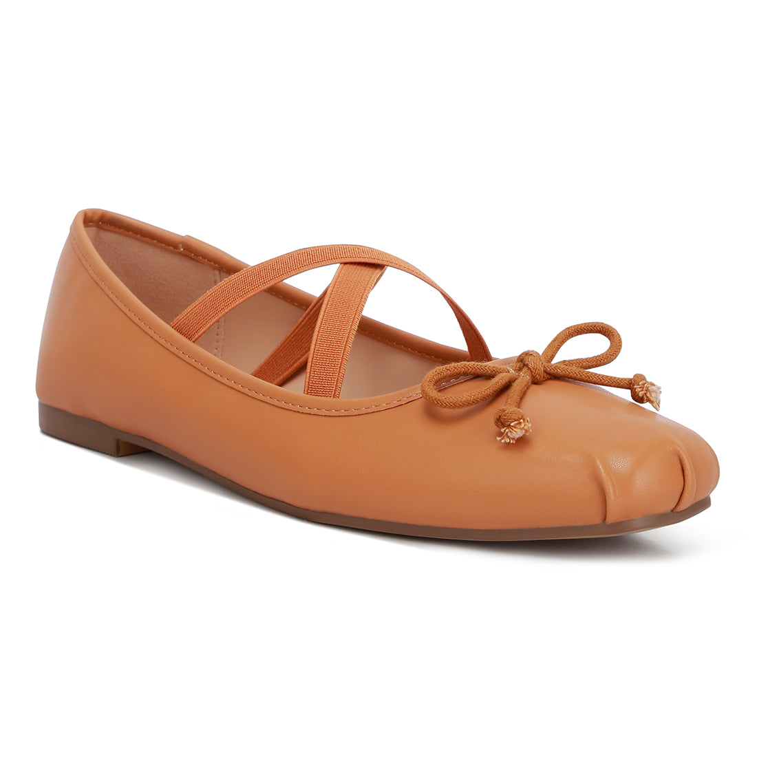 recycled faux leather ballet flats#color_tan