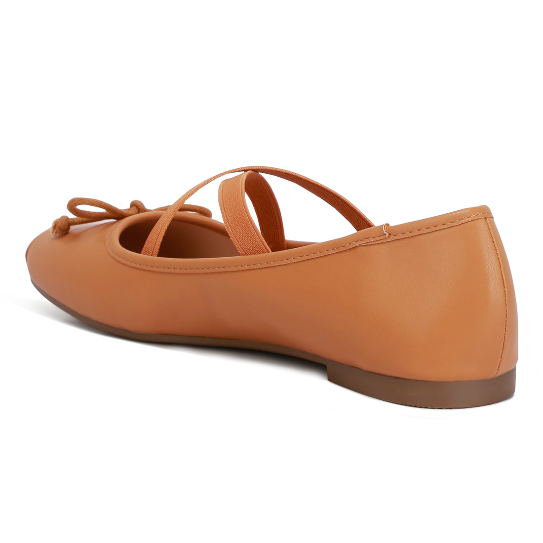 recycled faux leather ballet flats#color_tan