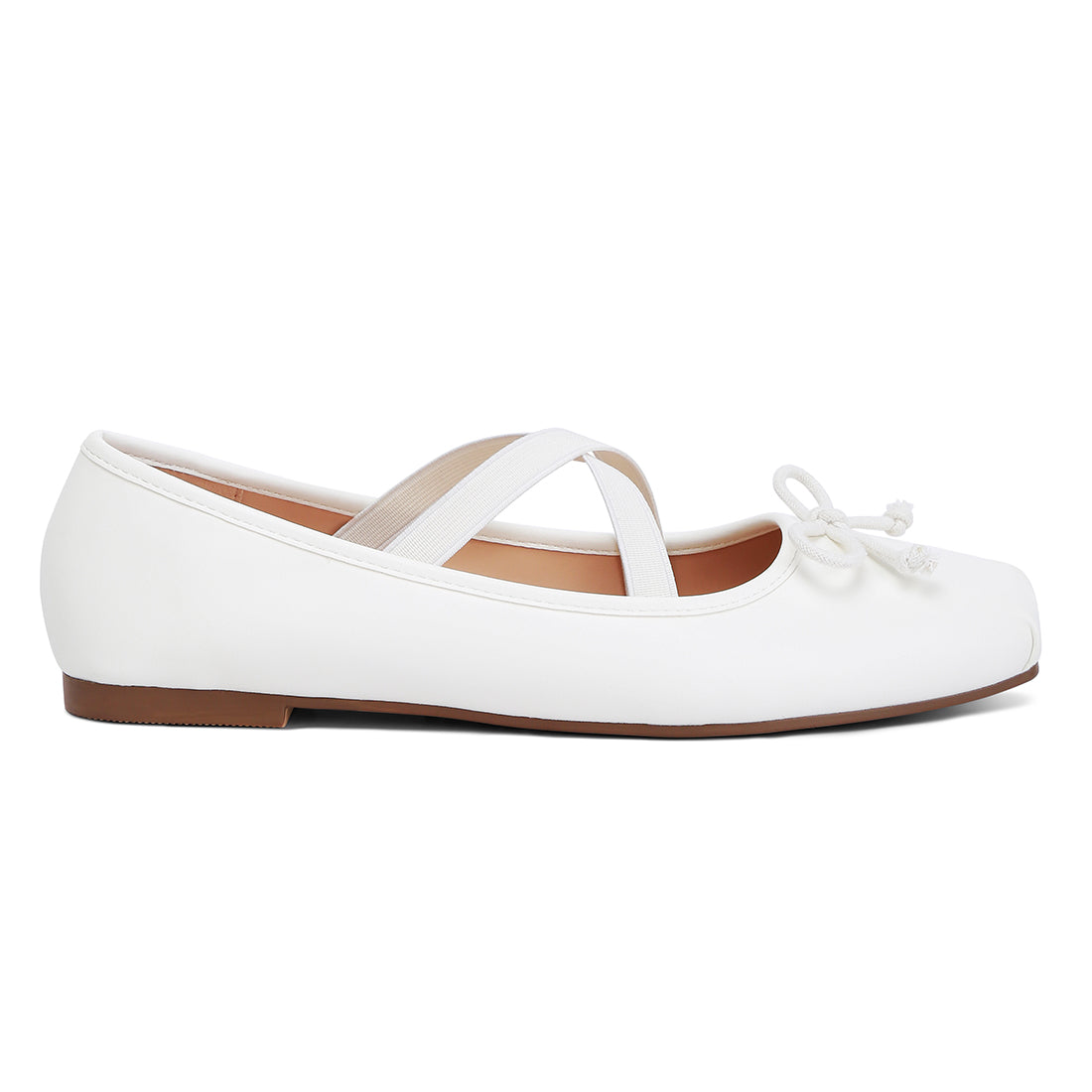 recycled faux leather ballet flats#color_white