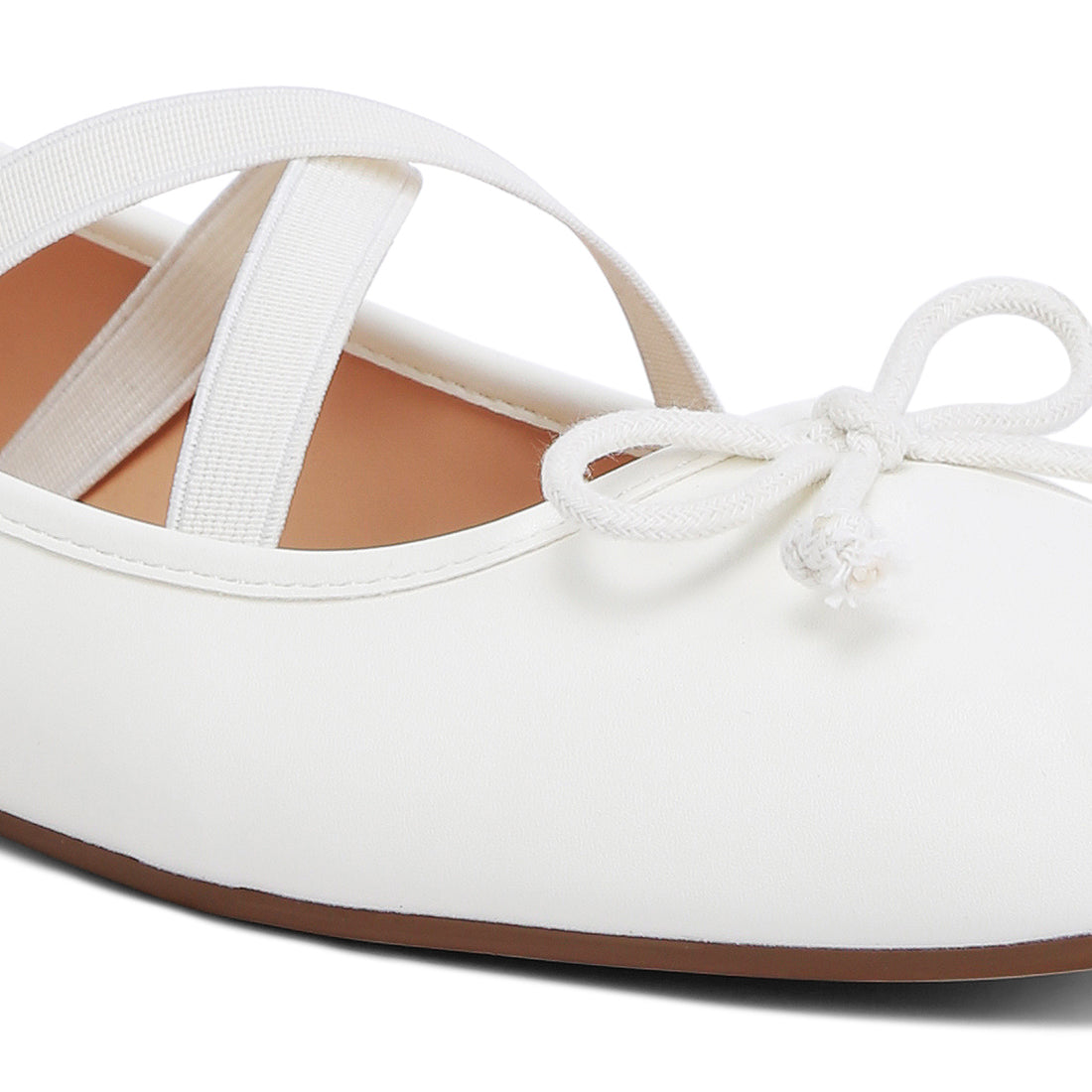 recycled faux leather ballet flats#color_white