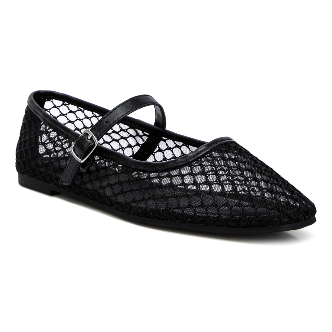 mesh mary jane flats#color_black