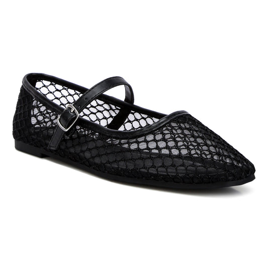 mesh mary jane flats#color_black
