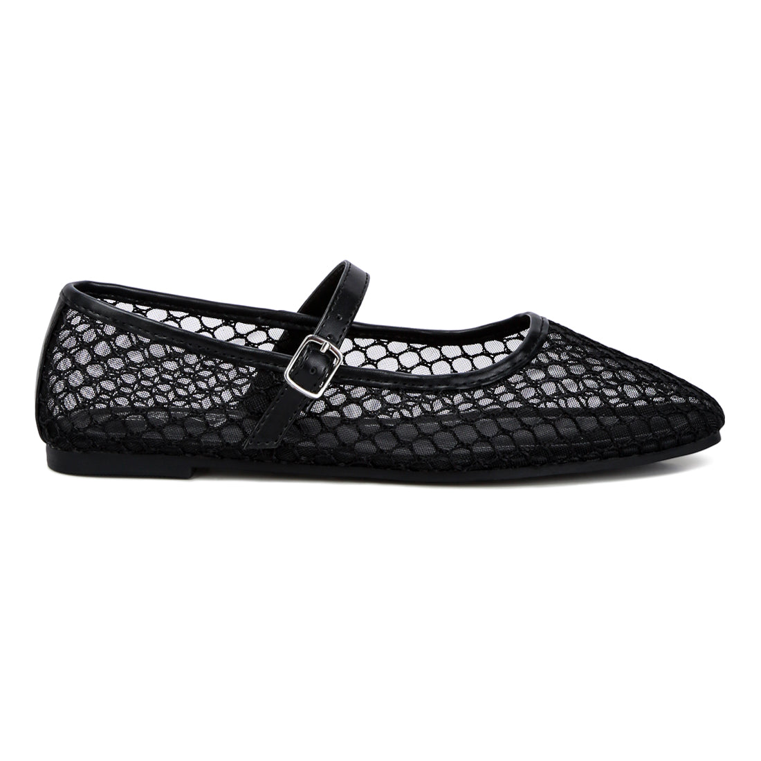 mesh mary jane flats#color_black