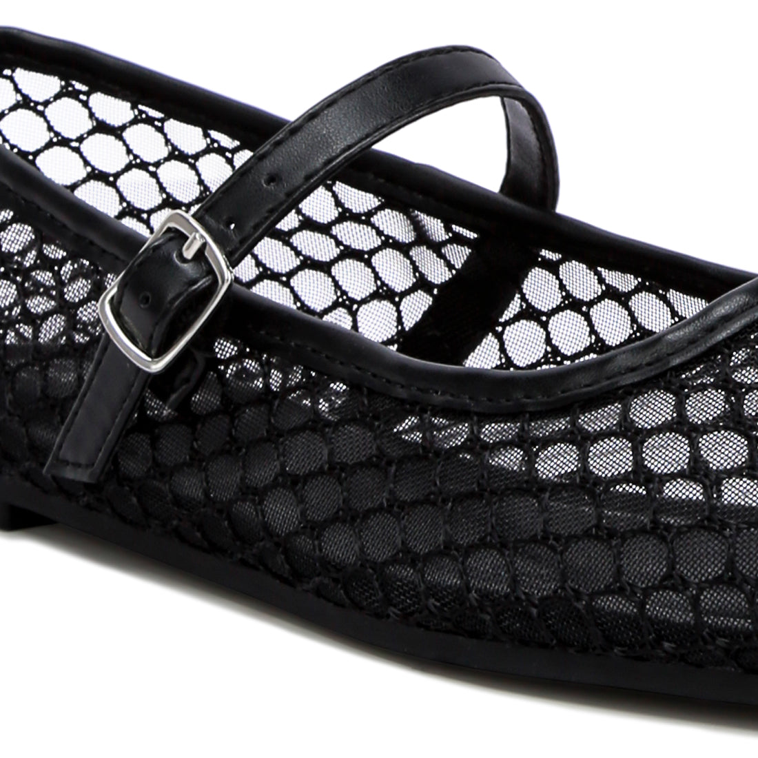 mesh mary jane flats#color_black